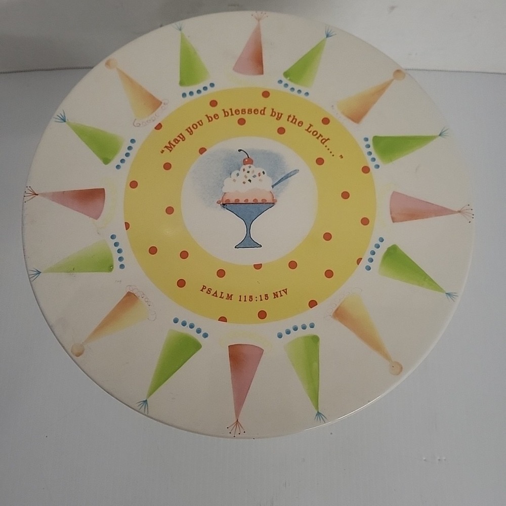 Dayspring 10 3/4"x5 3/4" Ceramic White Cake Stand Birthday Psalm Lord's Blessing - Picture 2 of 6